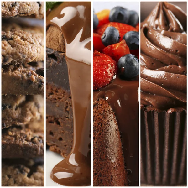 Schokoladenkuchen Collage — Stockfoto