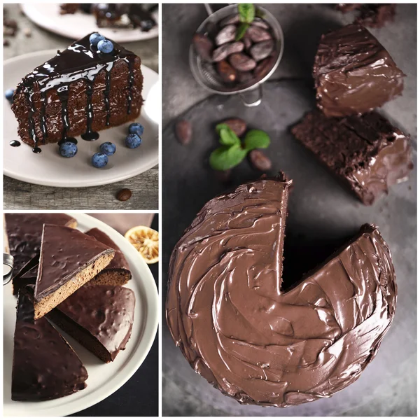 Κέικ σοκολάτας κολλάζ — Φωτογραφία Αρχείου