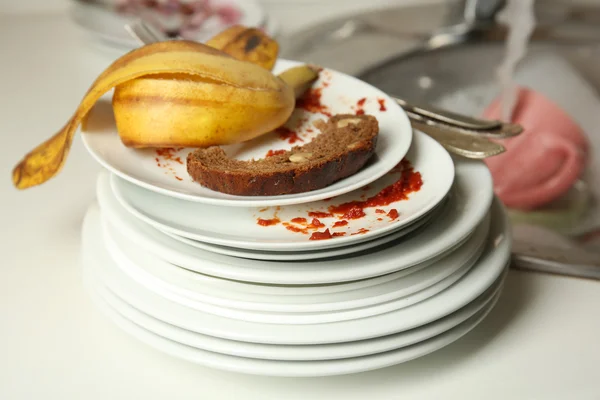 Stack of dirty plates — Stock Photo, Image