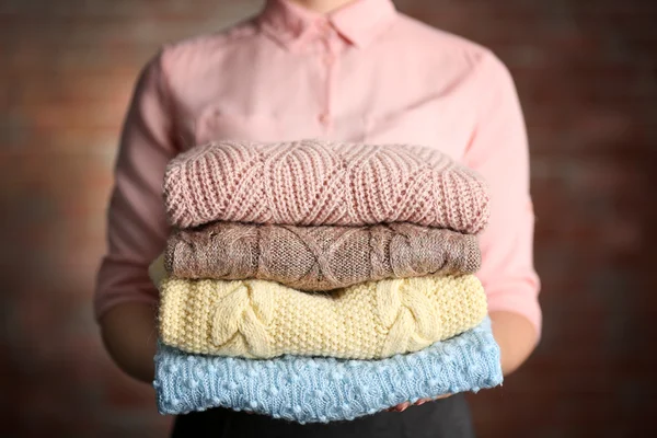 Stack of knitted clothes — Stock Photo, Image