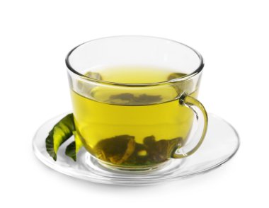 Beyaz üzerine izole edilmiş bir fincan çay