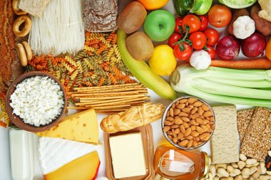 Gıda ürünleri, üstten görünüm kümesi