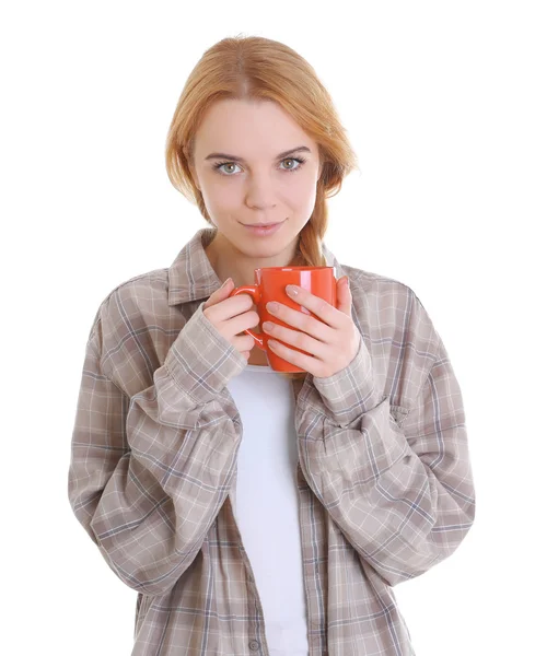 Chica disfrutando de la taza de té —  Fotos de Stock