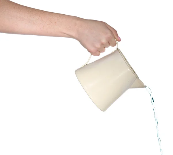 Woman holding plastic jug — Stock Photo, Image