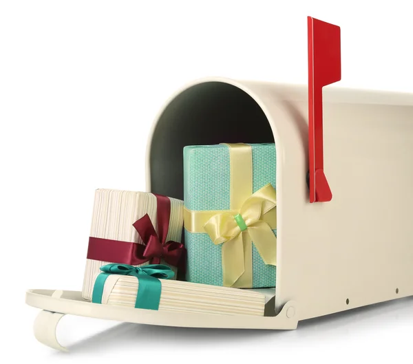 Mailbox with gift boxes — Stock Photo, Image