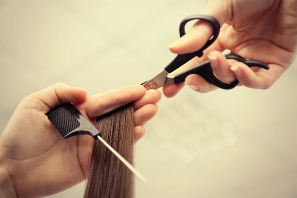 Hairdresser cutting hair — Stock Photo, Image