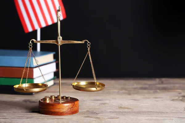 Justice scales with USA flag — Stock Photo, Image