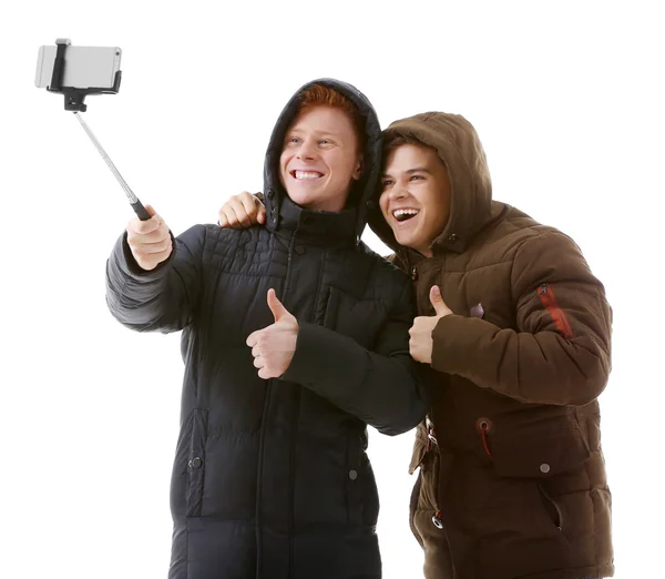 Dos chicos adolescentes haciendo foto —  Fotos de Stock