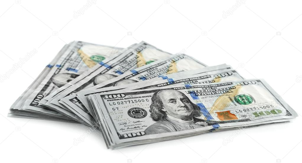 Dollar banknoteson white