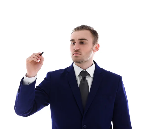 Handsome man writing with marker — Stock Photo, Image