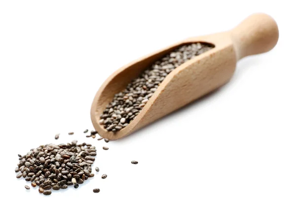 Chia seeds in scoop on white background — Stock Photo, Image