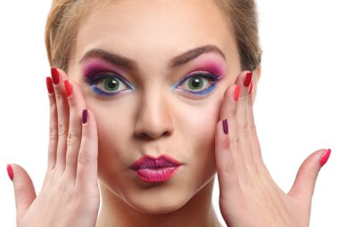 renkli makyaj ile güzel kız 