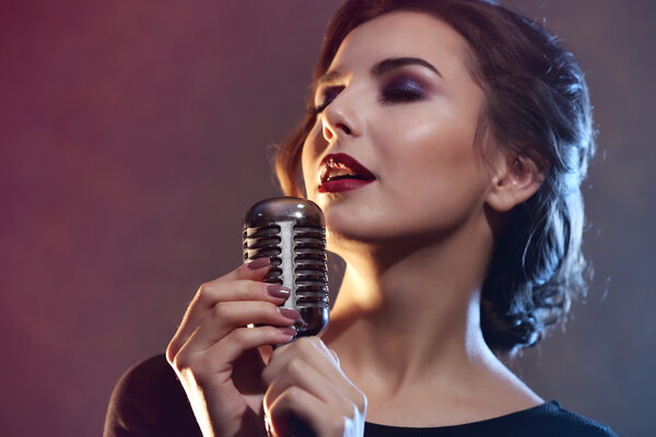 beautiful woman singing