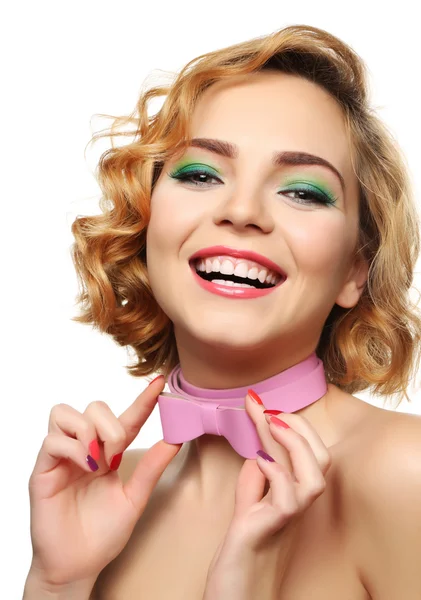 Bella ragazza con trucco colorato — Foto Stock