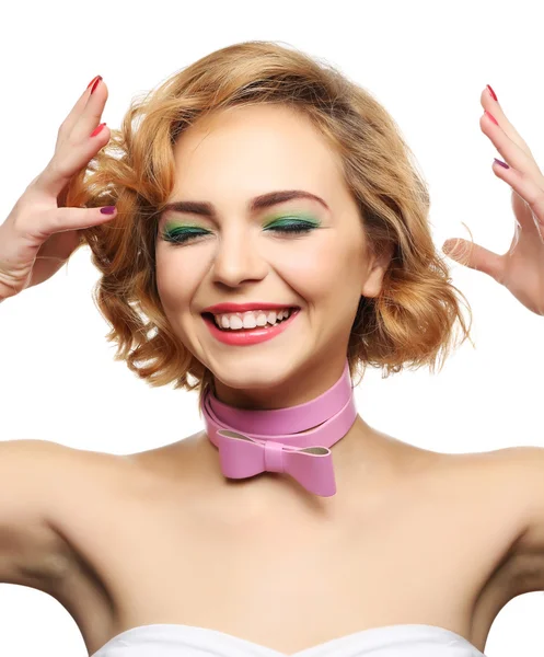 Mooi meisje met kleurrijke make-up — Stockfoto