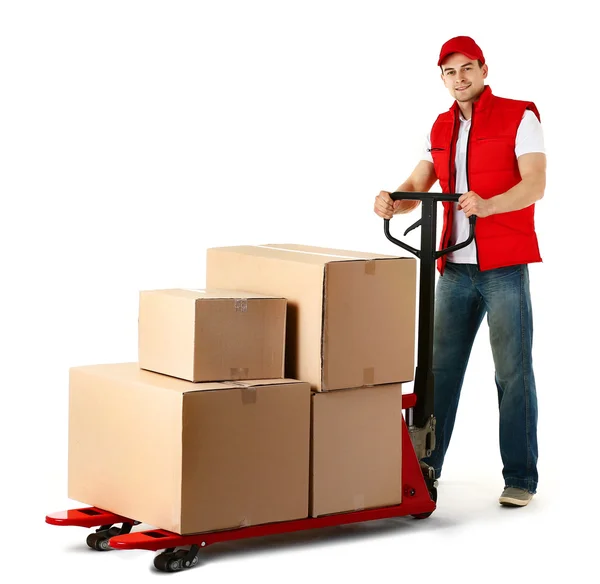 Delivery man with hand truck