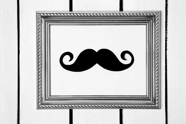 Mustache Marco Sobre Fondo Pared Madera —  Fotos de Stock