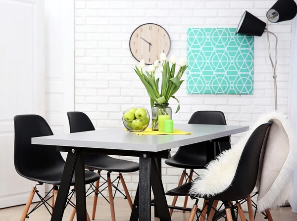 Dining table in interior — Stock Photo, Image