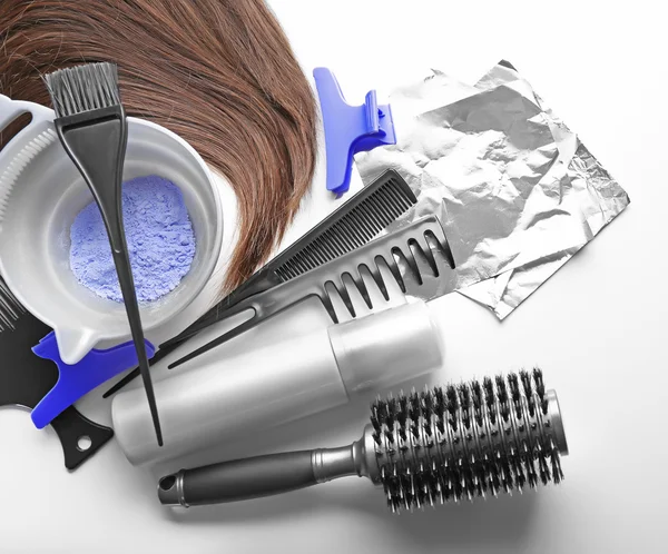 Set de coiffeur avec brin et outils — Photo