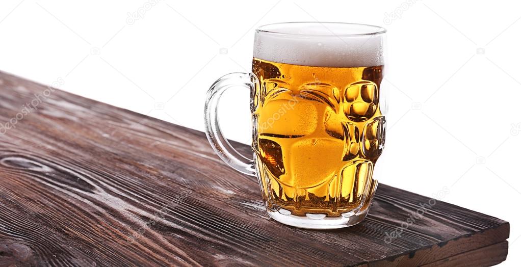 Glass of beer on white 