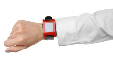 Modern beyaz izole bir womans bilek nöbette