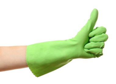 Lastik eldivenli el.