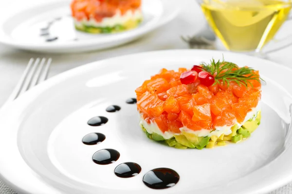 Fresh tartar with salmon — Stock Photo, Image