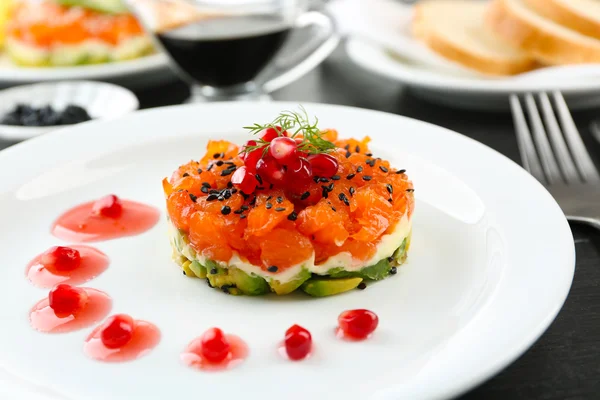 Fresh tartar with salmon — Stock Photo, Image