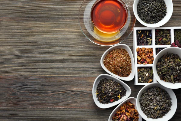 Different kinds of dry tea — Stock Photo, Image