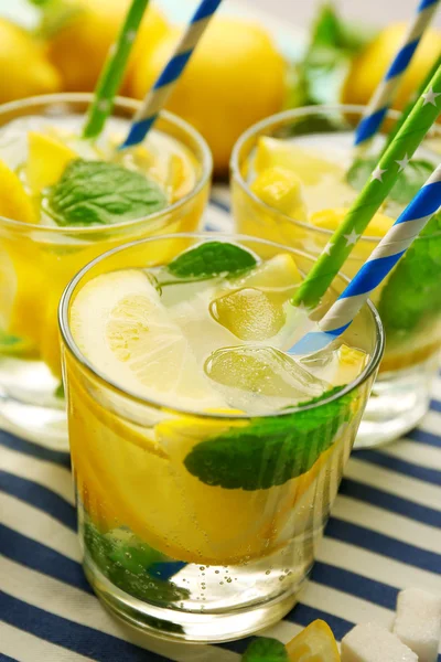 Composition of lemonades,  lemons and mint — Stock Photo, Image