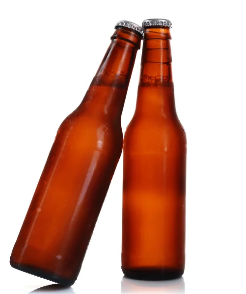 Two brown glass bottles with beer — Stock Photo, Image