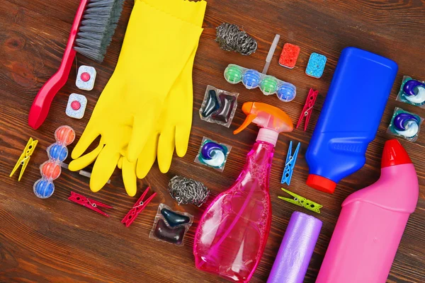 Cleaning set with tools and products — Stock Photo, Image