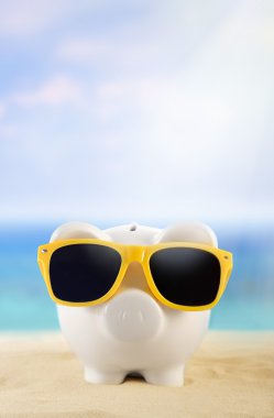 Piggy bank with sunglasses  clipart