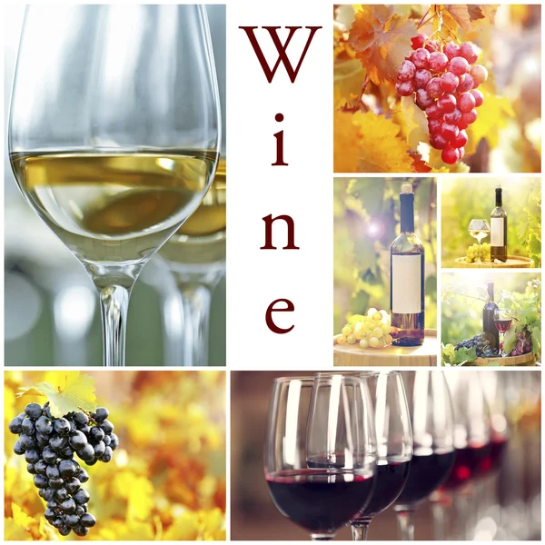 Collage con hermosas imágenes de vino —  Fotos de Stock
