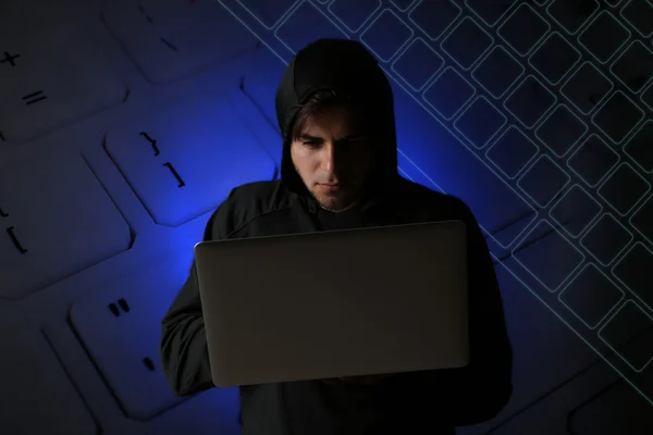 Hacker working with computer — Stock Photo, Image