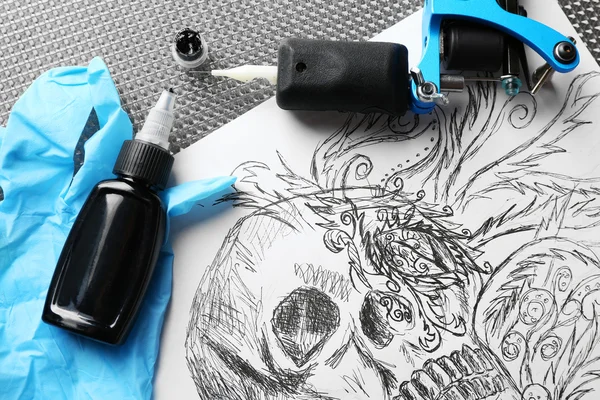 Máquina de tatuaje tatuaje suministros — Foto de Stock