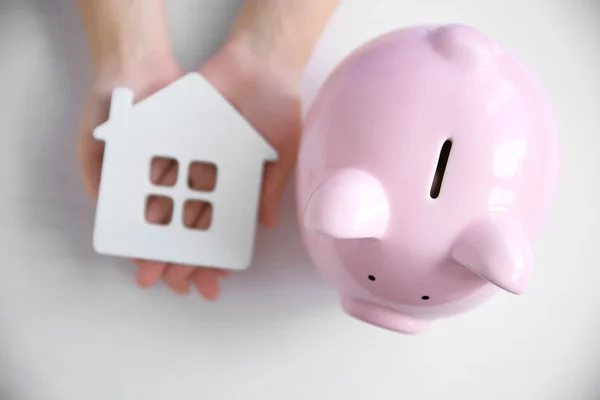 Woman holding Piggy Bank — Stock Photo, Image