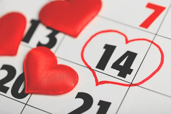 Calendar with date of February 14 — Stock Photo, Image