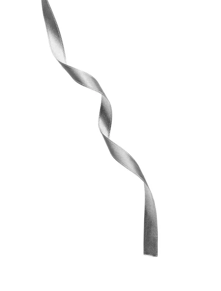 Silver silk curly ribbon — Stock Photo, Image