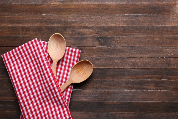 Checkered napkin and spoons — Stock Photo, Image