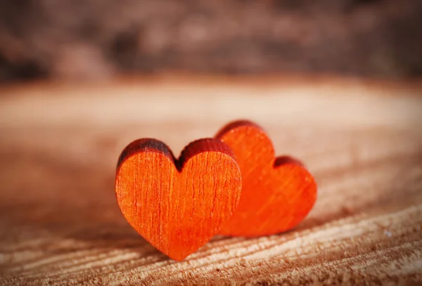 Two hearts on wood — Stock Photo, Image