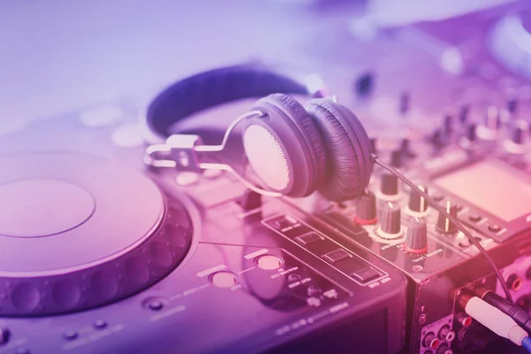 DJ mixer with headphones — Stock Photo, Image