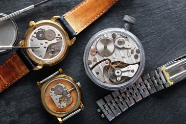 mechanism of retro watch   clipart