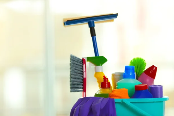 Cleaning set with tools and products — Stock Photo, Image