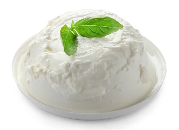 Thick cream with basil — Stock Photo, Image