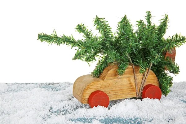 Toy car with Christmas tree  and toys — Stock Photo, Image
