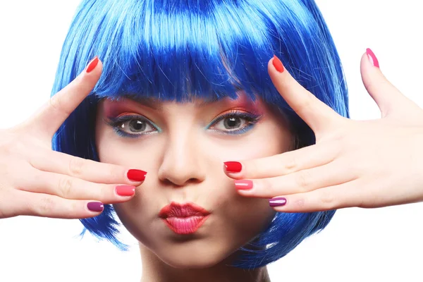 Bella ragazza con trucco colorato — Foto Stock