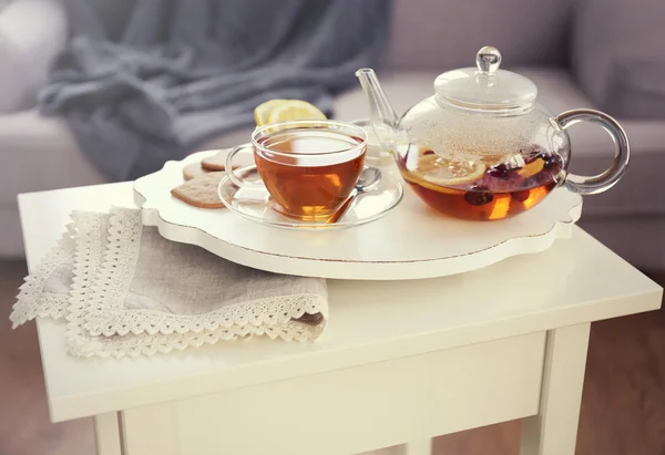 お茶セットと朝食 — ストック写真