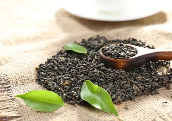 Té seco con hojas verdes — Foto de Stock