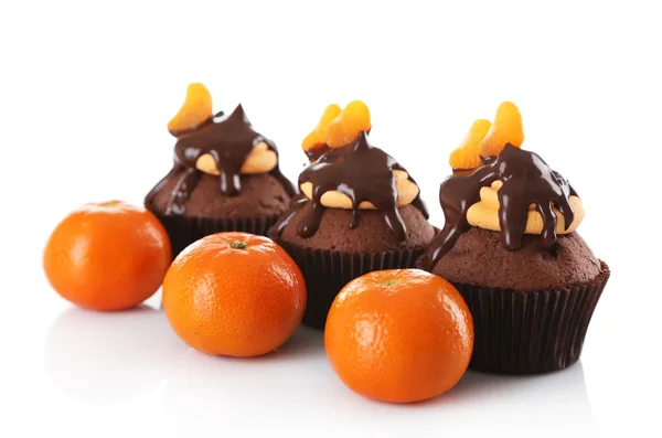 Lezzetli kek dilim mandalina ve çikolata ile — Stok fotoğraf
